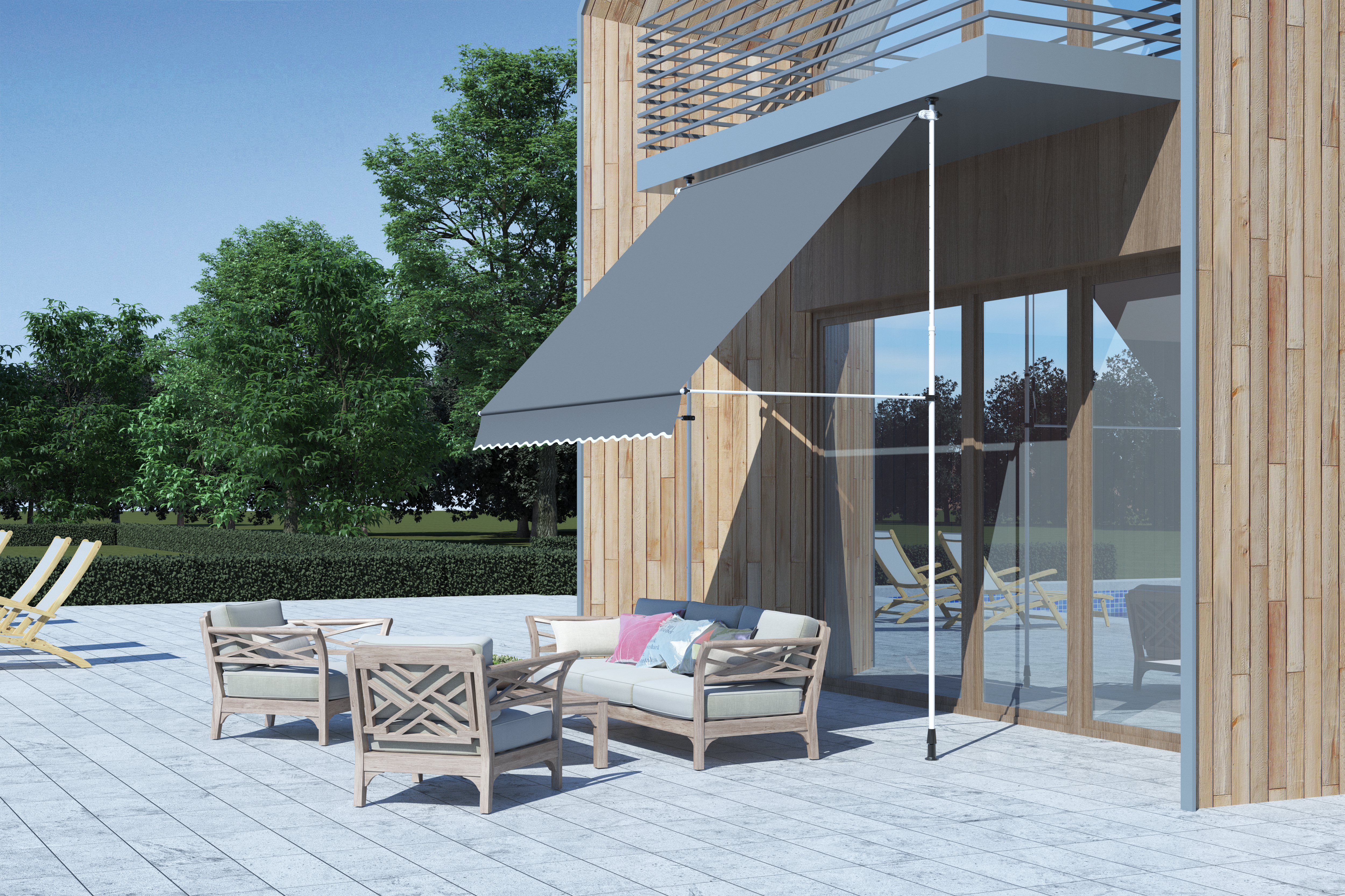 Clamp awning on the balcony